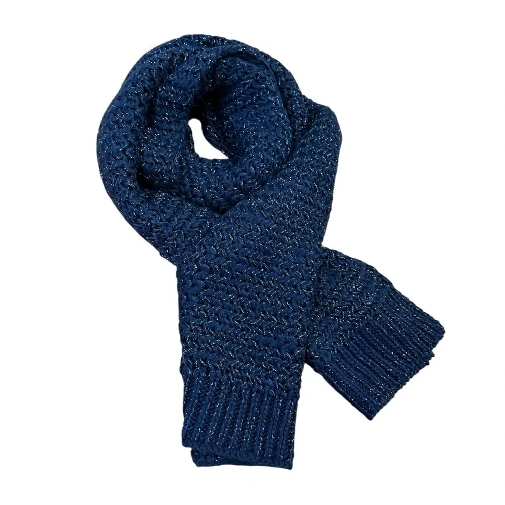 LOFT metallic blue chunky knit scarf